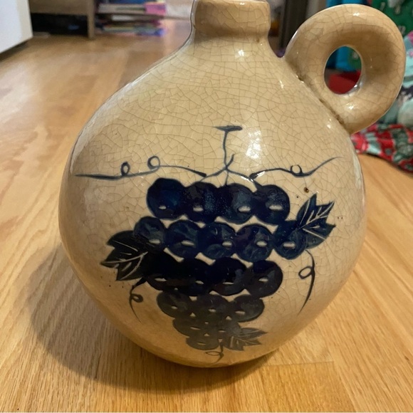 Vintage stoneware wine Oil Italian Empty Jug Pottery unique grapes numbered Vase - Picture 2 of 6